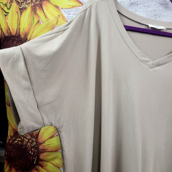 Zenana Soft Rolled Short Sleeve Top Tan Size 3X - Picture 2 of 7